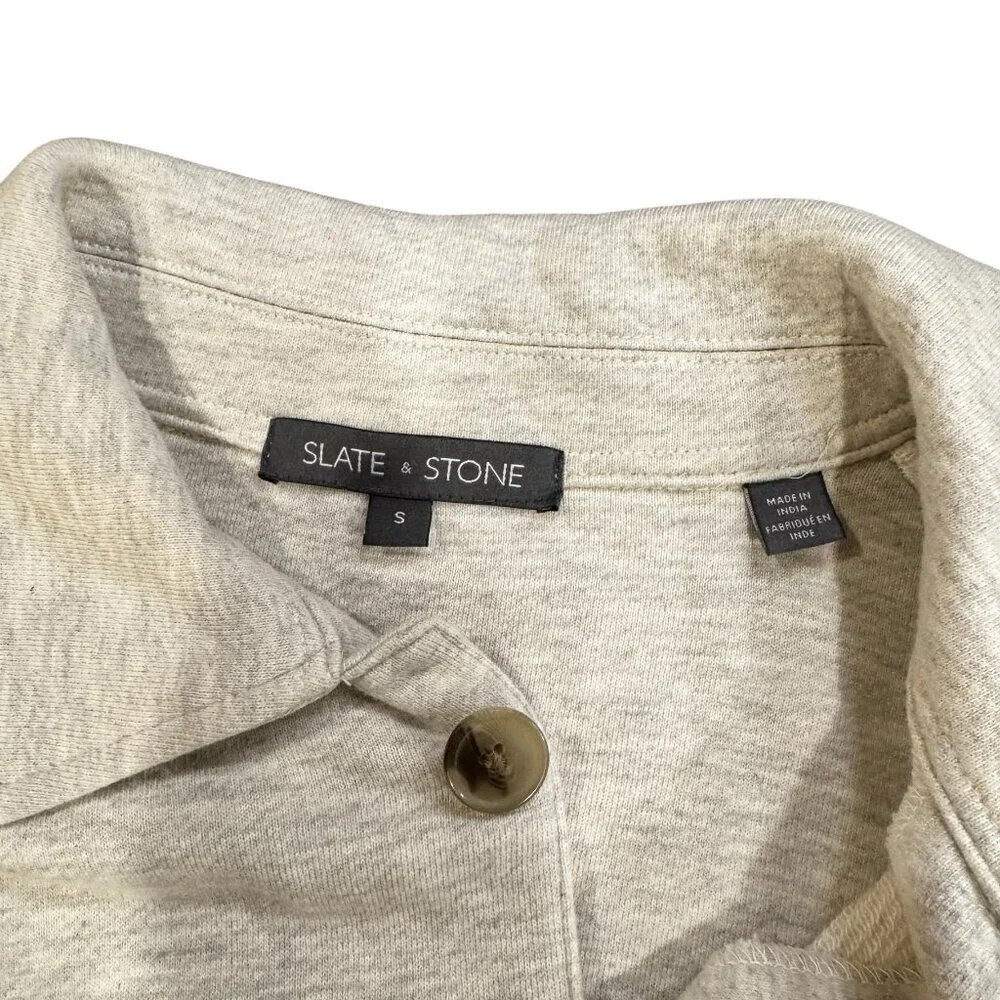 Slate & Stone Luxury Knit Shacket Shirt Jacket Beige Small